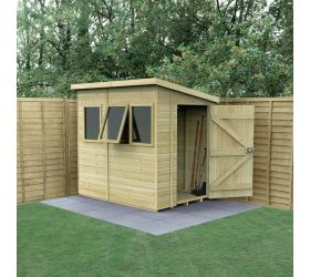 7' x 5' Forest Timberdale 25yr Guarantee Tongue & Groove Pressure Treated Pent Shed – 3 Windows (2.24m x 1.70m)