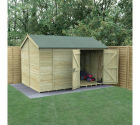 12' x 8' Forest Timberdale Tongue & Groove Windowless Double Door Reverse Apex Shed