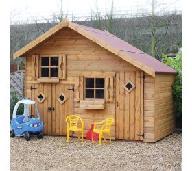 5x10 Traditional 2 Storey Wooden Playhouse with Garage