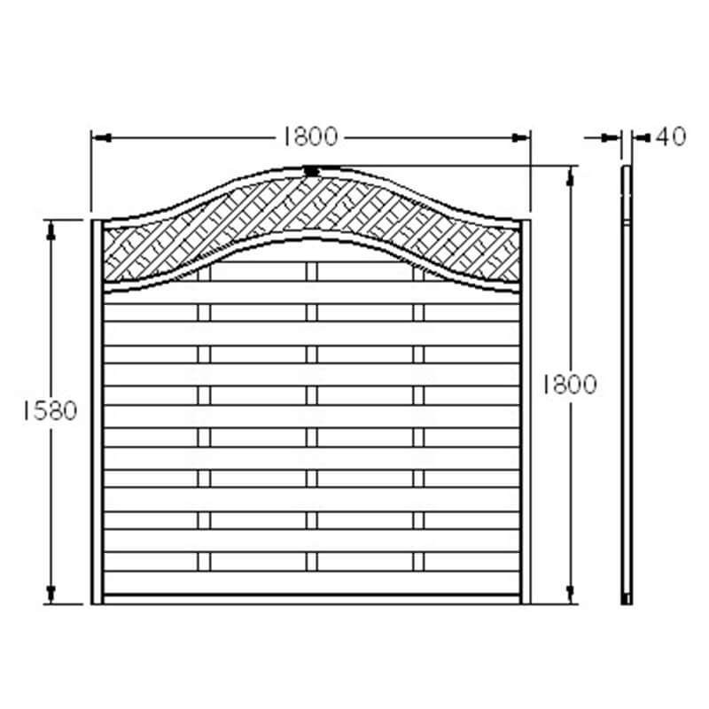 Forest 6' x 6' Paloma Decorative Fence Panel (Europa Prague) - 1.8m x 1.8m Technical Drawing