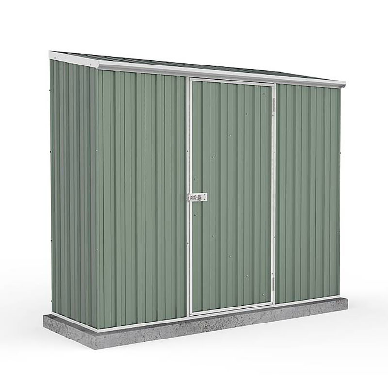 Product photograph of 7 5 X 2 7 Absco Space Saver Pent Metal Shed - Pale Eucalyptus 2 26m X 0 79m from Buy Sheds Direct