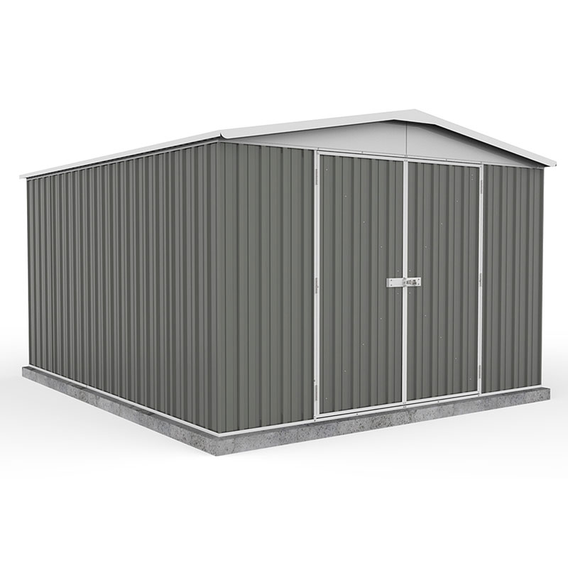 Product photograph of 9 10 X 12 Absco Regent Double Door Metal Shed - Grey 3m X 3 66m from Buy Sheds Direct
