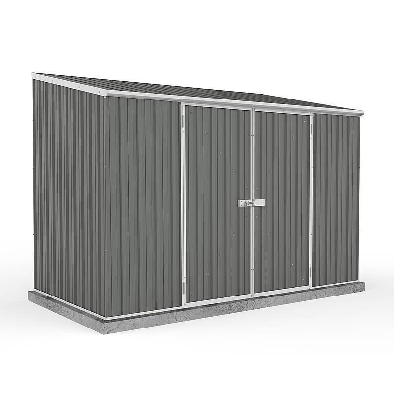 Product photograph of 9 10 X 5 Absco Space Saver Pent Double Door Metal Shed - Grey 3m X 1 52m from Buy Sheds Direct
