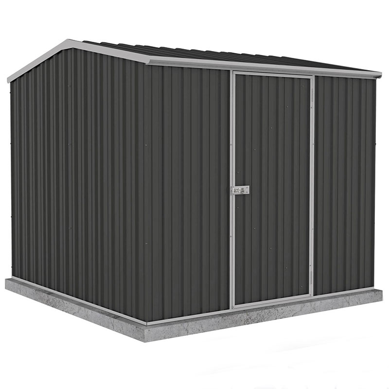 Product photograph of 7 5 X 7 5 Absco Premier Titanium Reverse Apex Metal Shed - Dark Grey 2 26m X 2 26m from Buy Sheds Direct