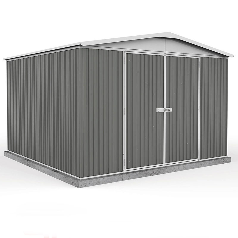 Product photograph of 10 X 10 Absco Regent Double Door Metal Shed - Grey 3m X 2 92m from Buy Sheds Direct