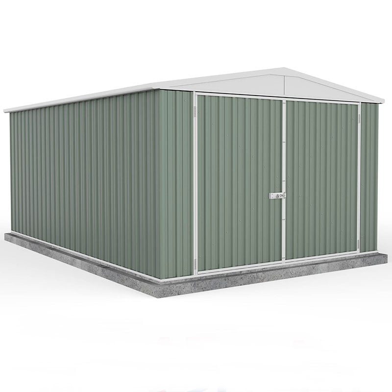 Product photograph of 10 X 15 Absco Utility Metal Garage Workshop Shed - Pale Eucalyptus 3m X 4 48m from Buy Sheds Direct