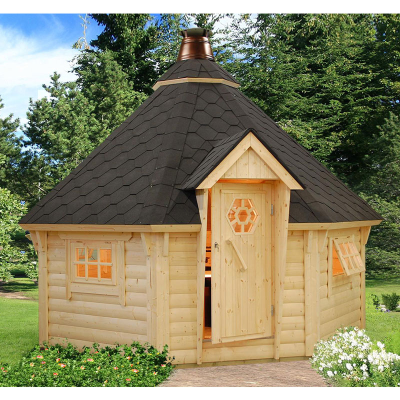 Product photograph of Palmako Eva 3 3m X 3 3m Corner Log Cabin Bbq Hut - Barbecue Hut 44mm from Buy Sheds Direct
