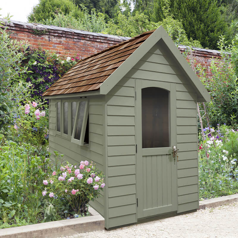 Product photograph of 8 X 5 Forest Retreat Green Luxury Shed 2 41m X 1 5m - Installation Included from Buy Sheds Direct
