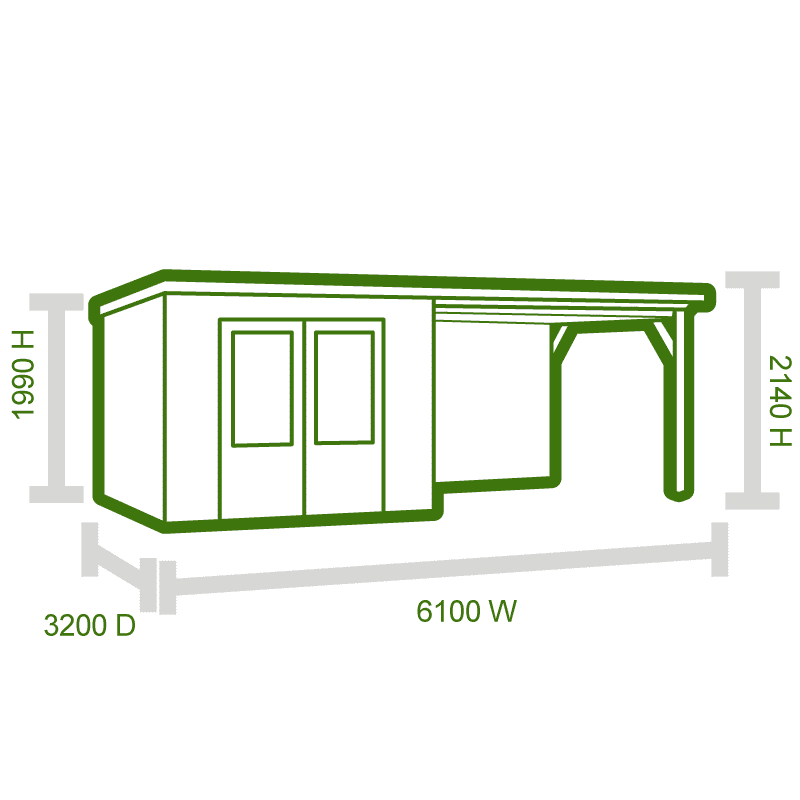 Palmako Ella 6m x 3m Log Cabin Summerhouse (28mm) Technical Drawing