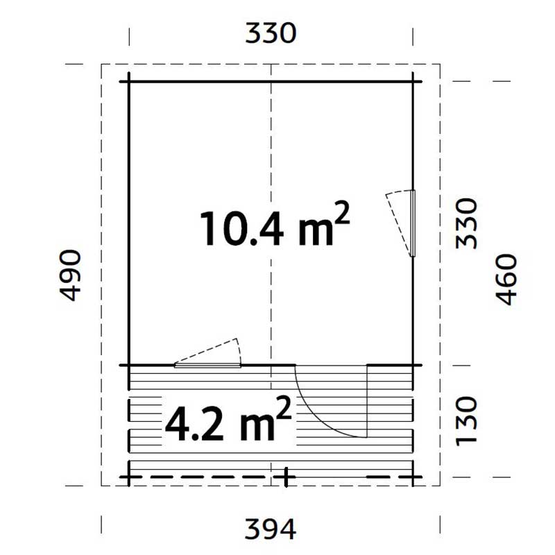 Palmako Emma 3.6m x 3.6m Log Cabin Summerhouse (34mm) Technical Drawing