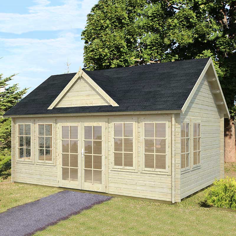Product photograph of Palmako Claudia 5 4m X 3 9m Log Cabin Garden Room 44mm from Buy Sheds Direct