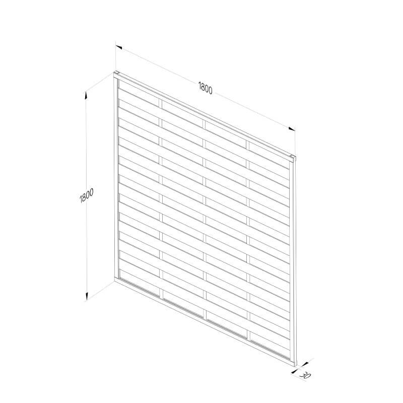 Forest 6' x 6' Pressure Treated Decorative Flat Top Fence Panel (1.8m x 1.8m) Technical Drawing