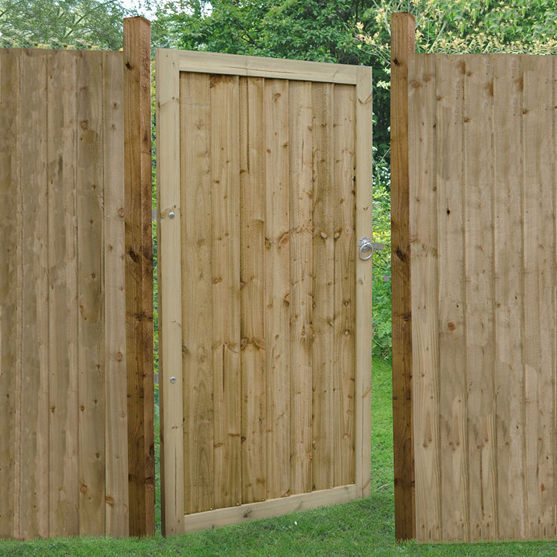 Image of Forest 3' x 6' Featheredge Pressure Treated Wooden Side Garden Gate (0.92m x 1.8m)