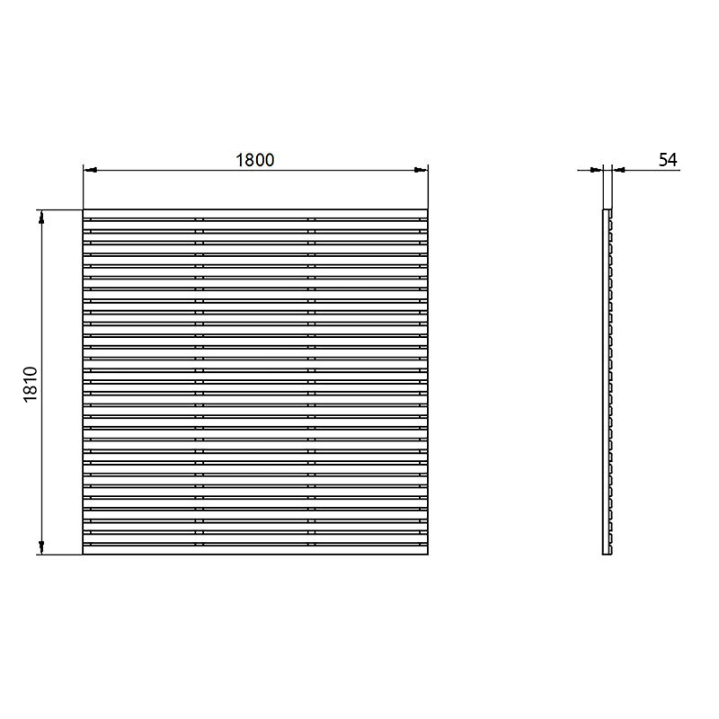 Forest 6' x 6' Contemporary Grey Slatted Fence Panel (1.8m x 1.8m) Technical Drawing