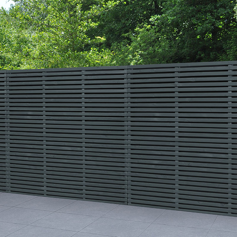 Product photograph of Forest 6 X 6 Contemporary Grey Double Slatted Fence Panel 1 8m X 1 8m from Buy Sheds Direct