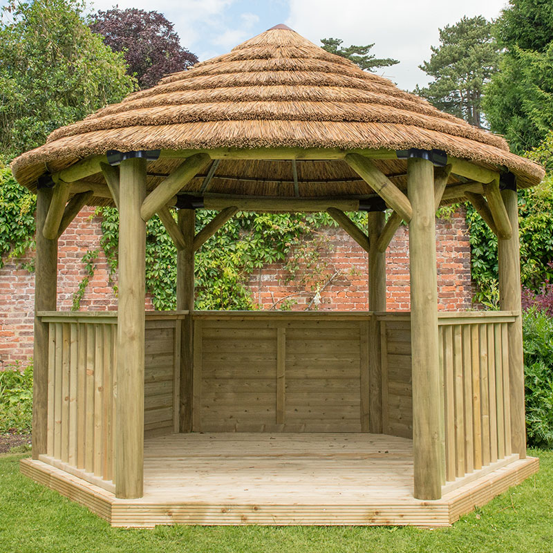 12'x10' (3.6x3.1m) Luxury Wooden Garden Gazebo with Thatched Roof - Seats up to 10 people from Buy Sheds Direct