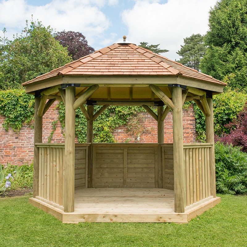 Product photograph of 12 X10 3 6x3 1m Luxury Wooden Garden Gazebo With New England Cedar Roof - Seats Up To 10 People from Buy Sheds Direct