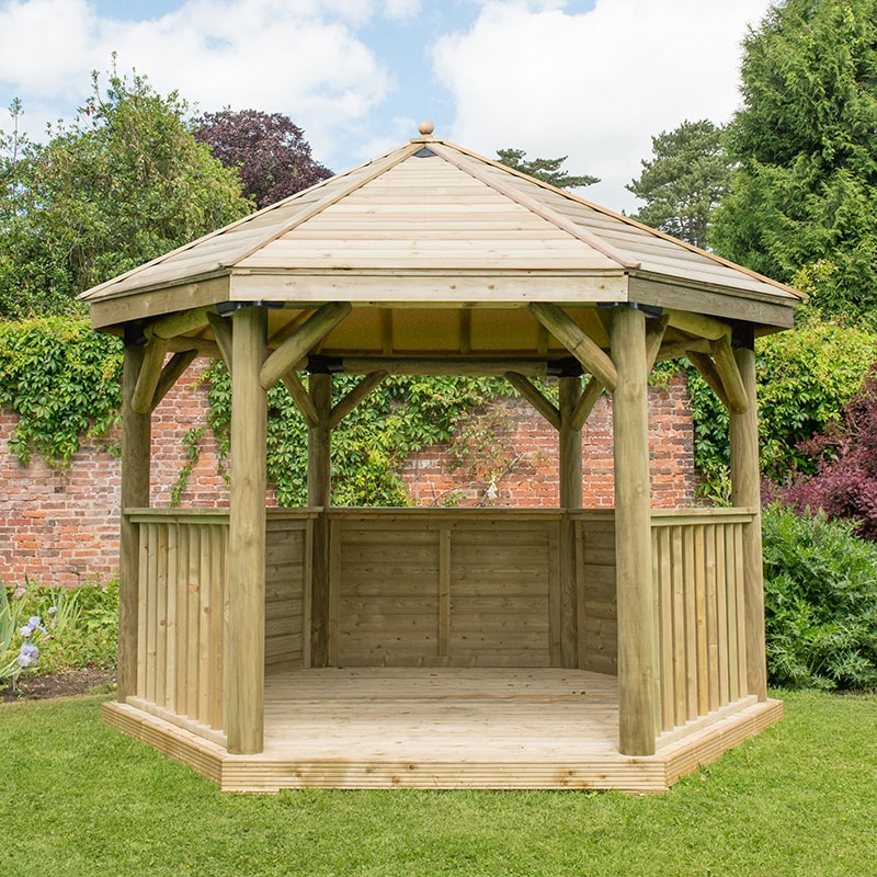Product photograph of 12 X10 3 6x3 1m Luxury Wooden Garden Gazebo With Traditional Timber Roof - Seats Up To 10 People from Buy Sheds Direct