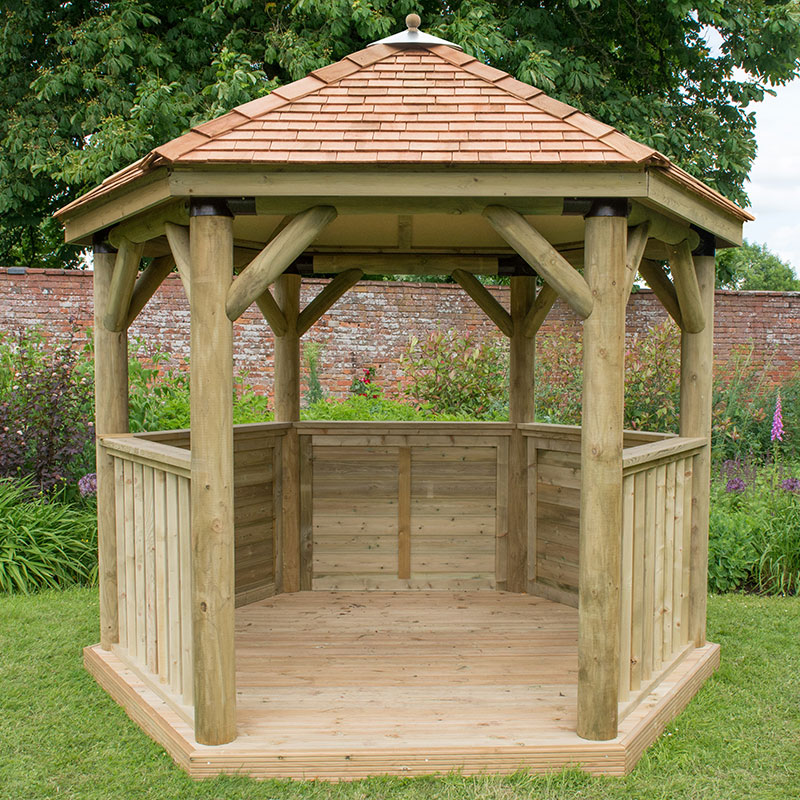 Product photograph of 10 X9 3x2 7m Luxury Wooden Garden Gazebo With New England Cedar Roof - Seats Up To 10 People from Buy Sheds Direct