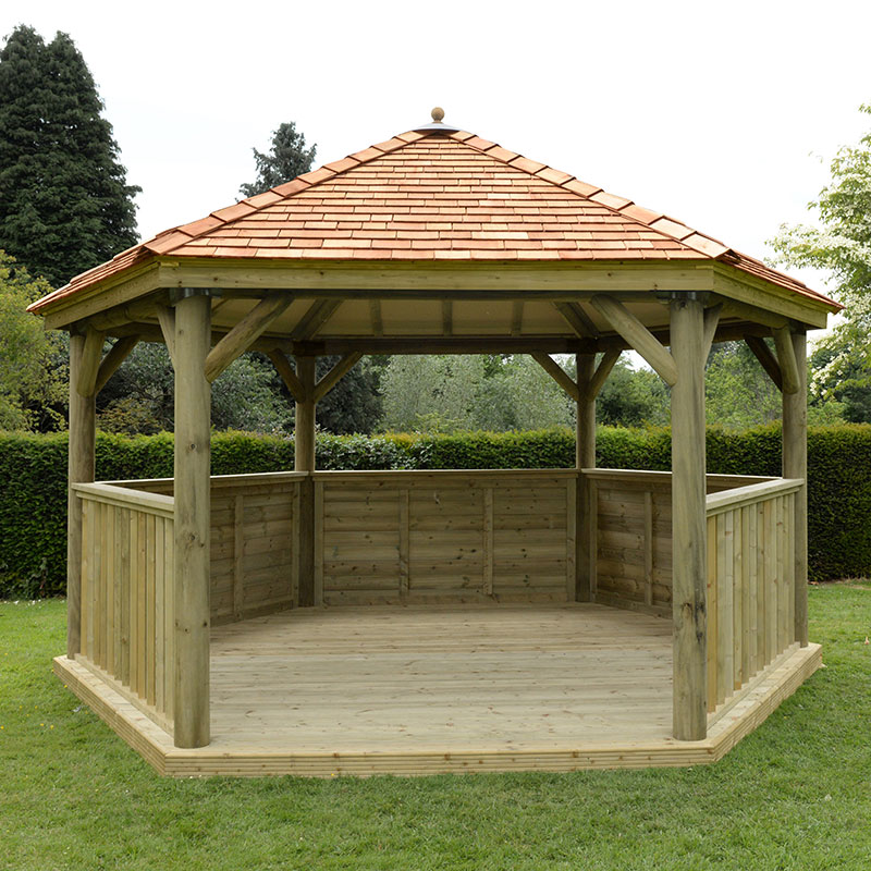 Product photograph of 15 X13 4 7x4m Wooden Garden Gazebo With New England Cedar Roof - Seats Up To 19 People from Buy Sheds Direct