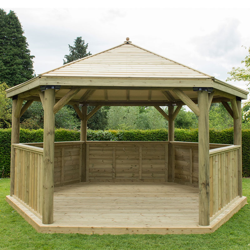 Product photograph of 15 X13 4 7x4m Luxury Wooden Garden Gazebo With Timber Roof - Seats Up To 19 People from Buy Sheds Direct