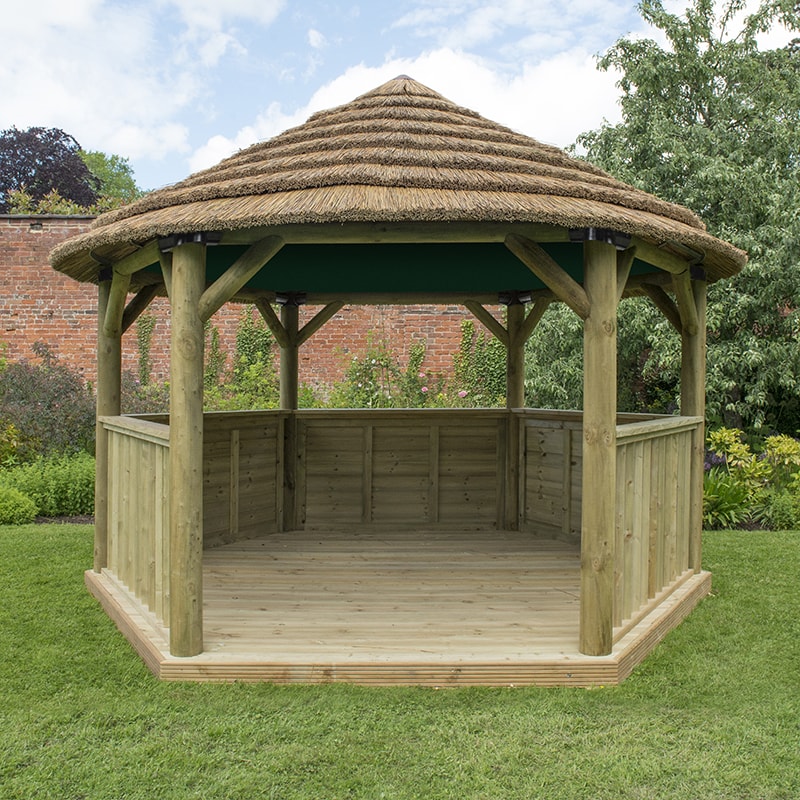 Product photograph of 13 X12 4x3 5m Luxury Wooden Garden Gazebo With Thatched Roof - Seats Up To 15 People from Buy Sheds Direct