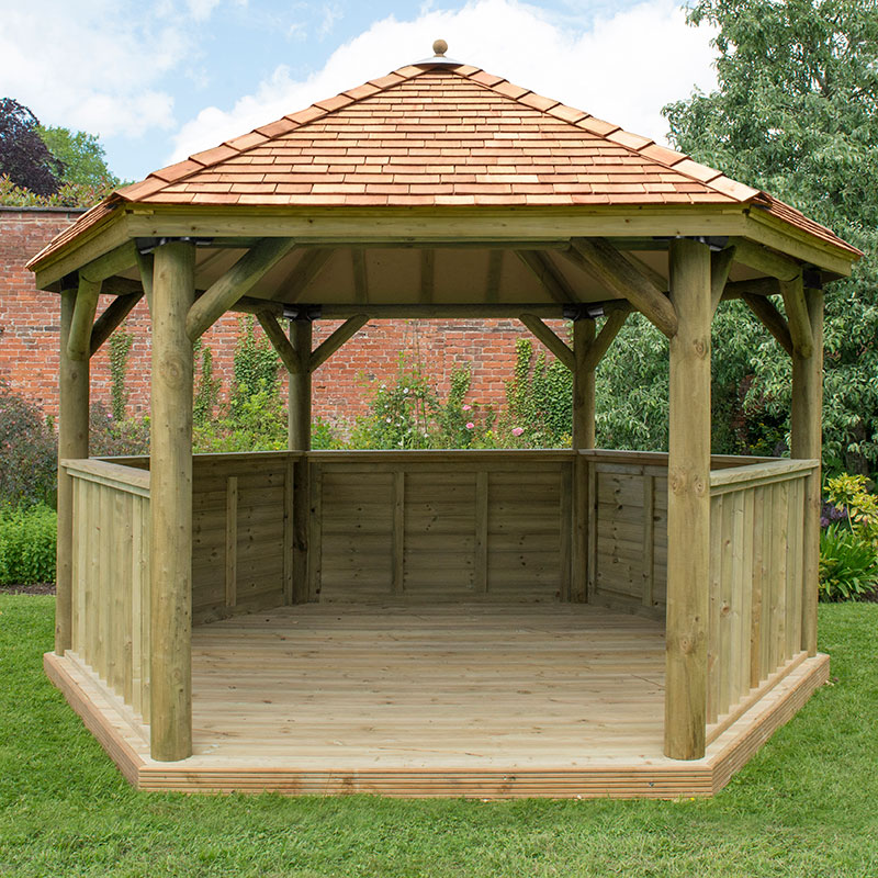 Product photograph of 13 X12 4x3 5m Luxury Wooden Garden Gazebo With New England Cedar Roof - Seats Up To 15 People from Buy Sheds Direct