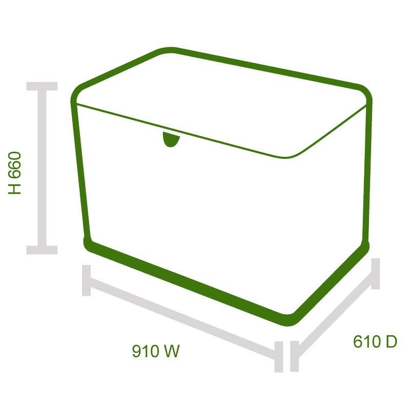 3x2 Lifetime 300 Litre Heavy Duty Storage Box Technical Drawing