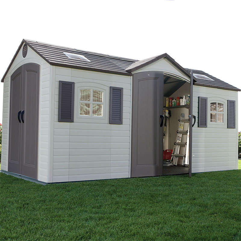 Product photograph of 15 X 8 Lifetime Dual Entrance Plastic Shed 4 47m X 2 34m from Buy Sheds Direct