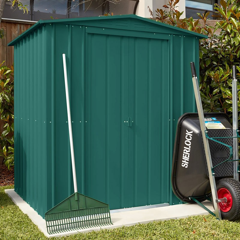 Product photograph of 6 X 8 Globel Heritage Green Apex Metal Shed 2 47m X 1 84m from Buy Sheds Direct