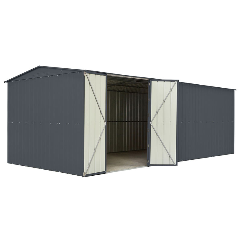 Product photograph of 10 X 15 Globel Anthracite Grey Double Door Metal Workshop 3 07m X 4 64m from Buy Sheds Direct