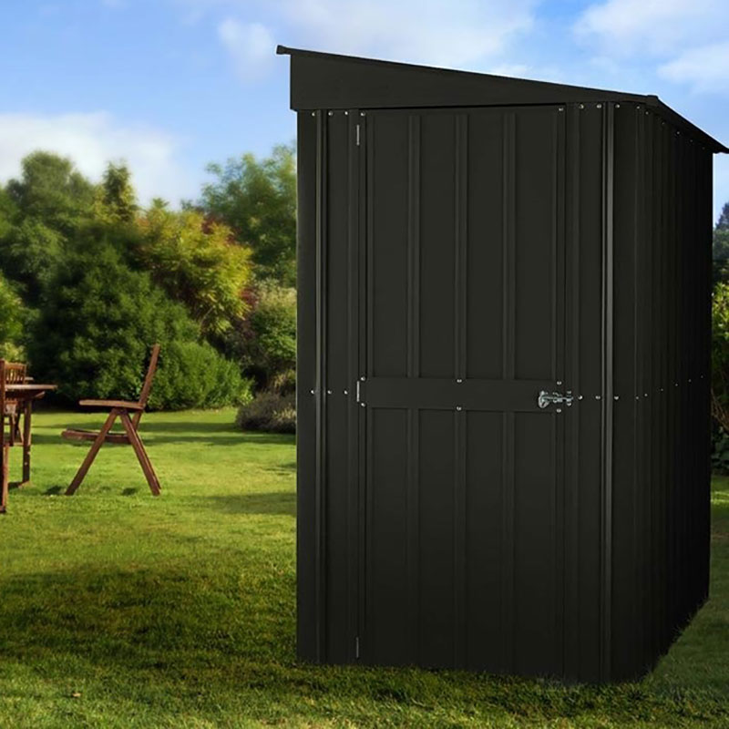 Product photograph of 4 X 8 Globel Lean To Anthracite Grey Metal Shed 1 24m X 2 42m from Buy Sheds Direct