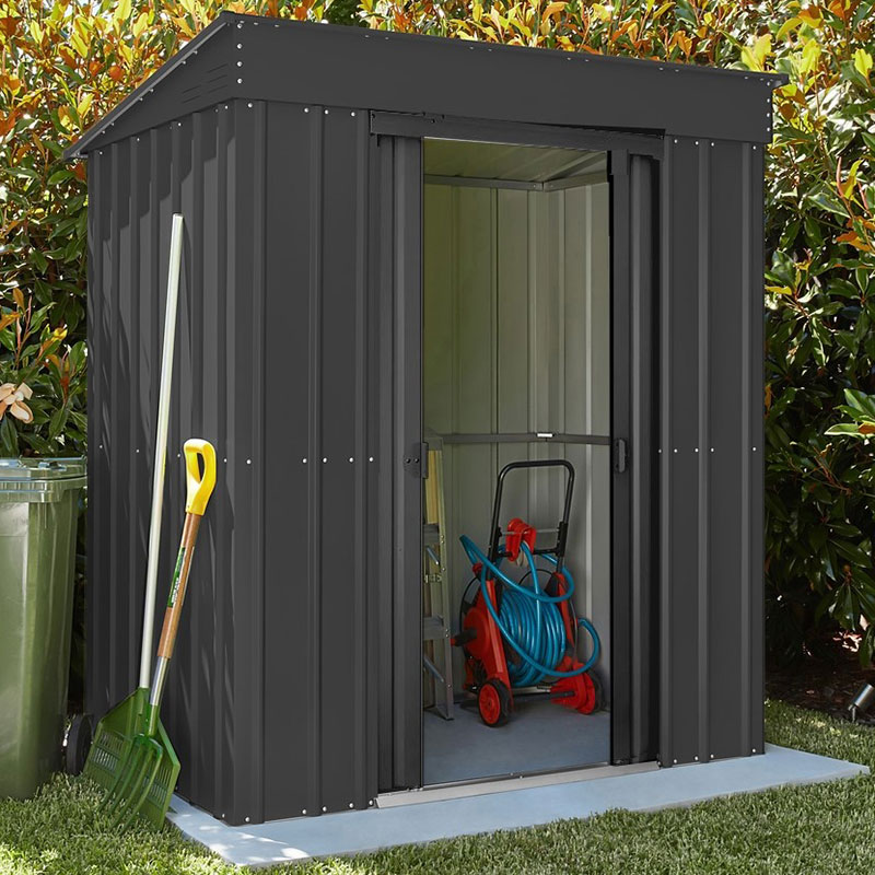 Product photograph of 5 X 3 Globel Anthracite Grey Pent Metal Shed 1 48m X 0 93m from Buy Sheds Direct