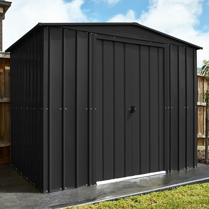 Product photograph of 8 X 3 Globel Anthracite Grey Apex Metal Shed 2 34m X 0 82m from Buy Sheds Direct