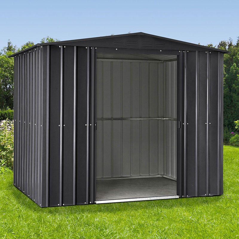 Product photograph of 8 X 5 Globel Anthracite Grey Metal Shed 2 45m X 1 54m from Buy Sheds Direct