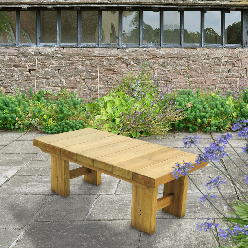 Product photograph of Forest Low Sleeper Wooden Garden Table 4 X2 1 2x0 6m from Buy Sheds Direct