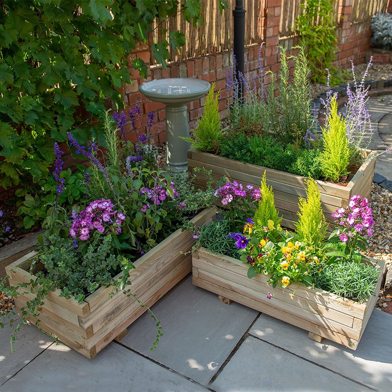Product photograph of Forest Durham Rectangular Wooden Garden Planter 3 X1 9 0 9x0 5m - Set Of 3 from Buy Sheds Direct