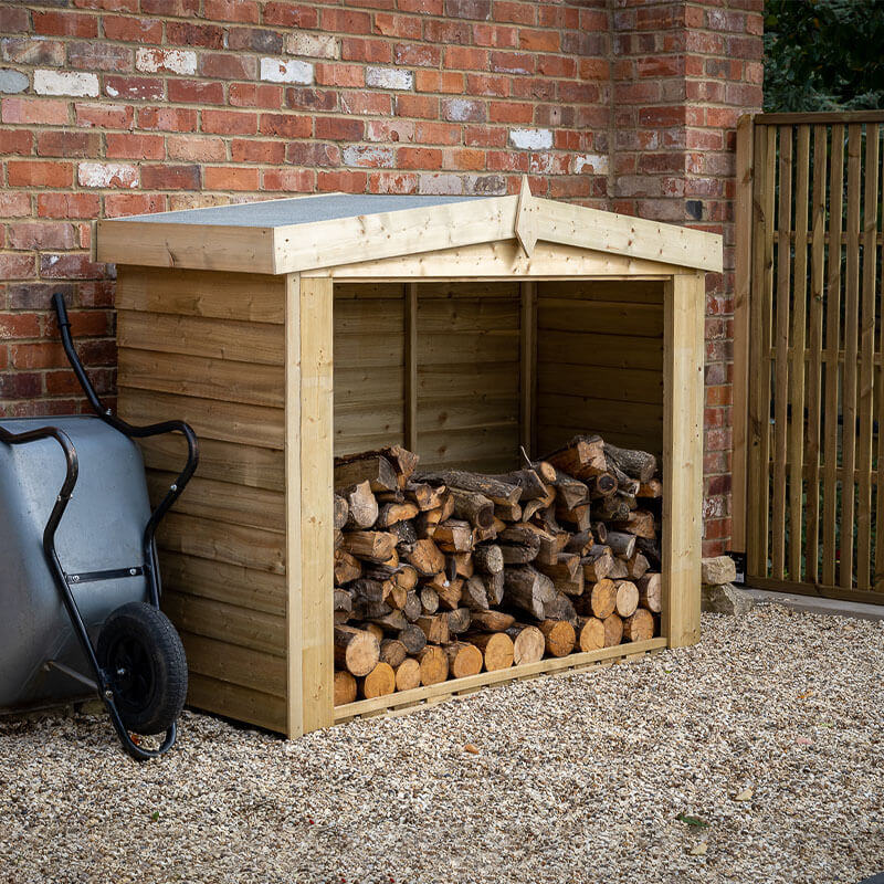 Product photograph of 6 6 X 2 8 Forest Apex Overlap Logstore 2m X 0 8m from Buy Sheds Direct