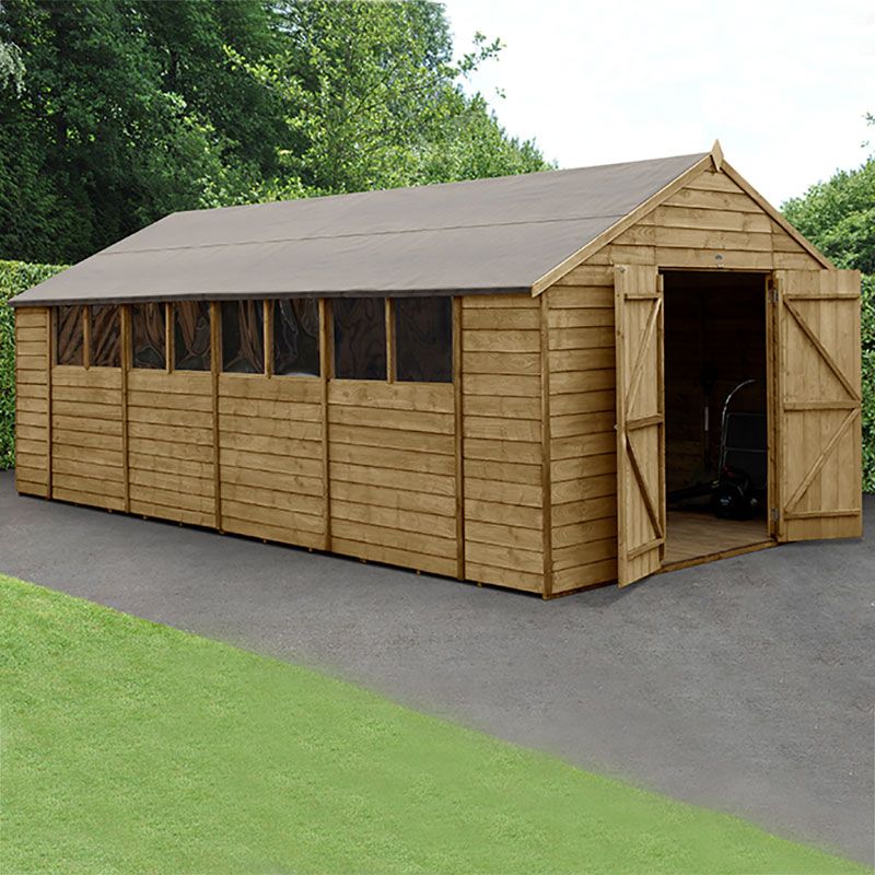 Product photograph of 10 X 20 Forest 4life 25yr Guarantee Overlap Pressure Treated Double Door Apex Wooden Shed 3 2m X 5 97m from Buy Sheds Direct