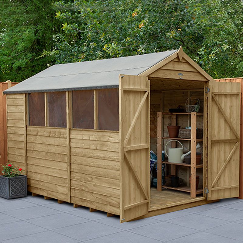 Product photograph of 10 X 6 Forest 4life 25yr Guarantee Overlap Pressure Treated Double Door Apex Wooden Shed 3 02m X 1 99m from Buy Sheds Direct