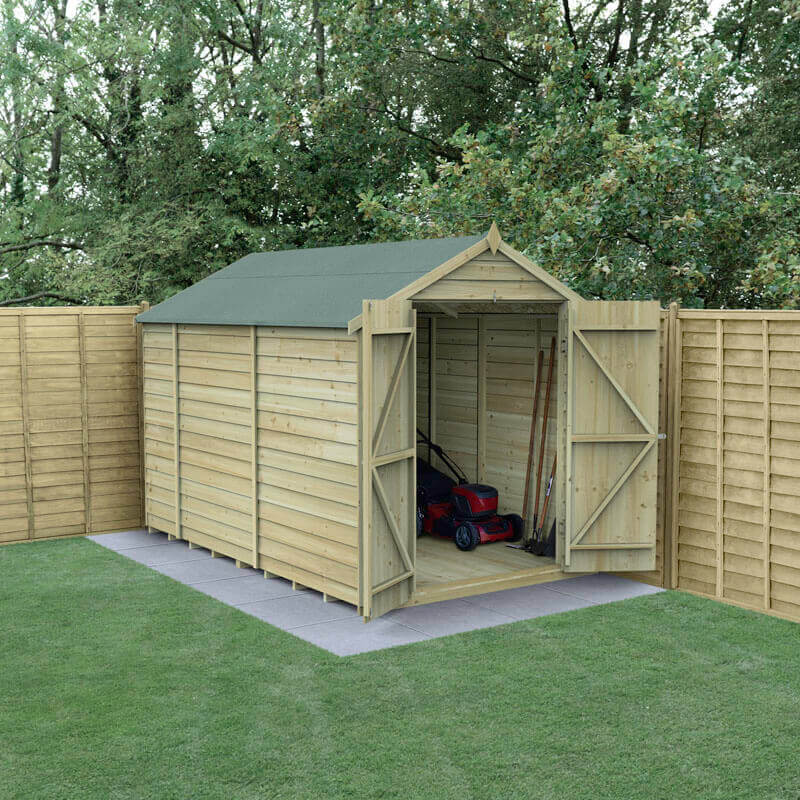 Product photograph of 10 X 6 Forest 4life 25yr Guarantee Overlap Pressure Treated Windowless Double Door Apex Wooden Shed 3 01m X 1 99m from Buy Sheds Direct