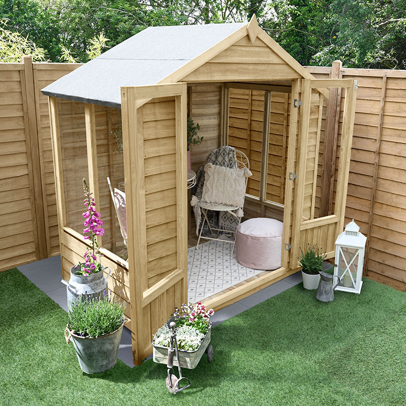 Product photograph of 6 X 4 Forest Oakley 25yr Guarantee Double Door Apex Summer House 1 99m X 1 24m from Buy Sheds Direct