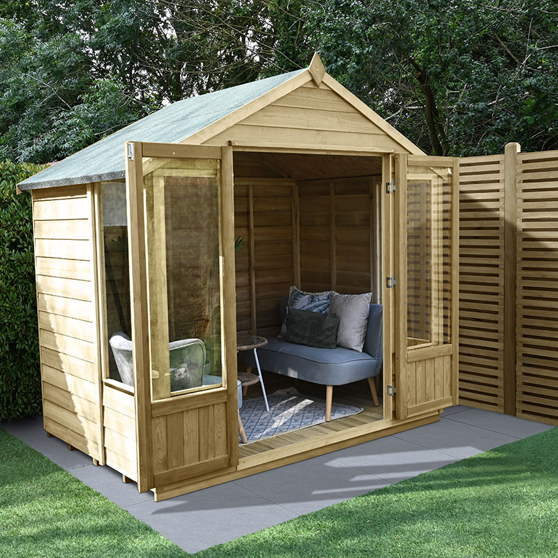 Product photograph of 7 X 5 Forest Oakley 25yr Guarantee Double Door Apex Summer House 2 32m X 1 53m from Buy Sheds Direct