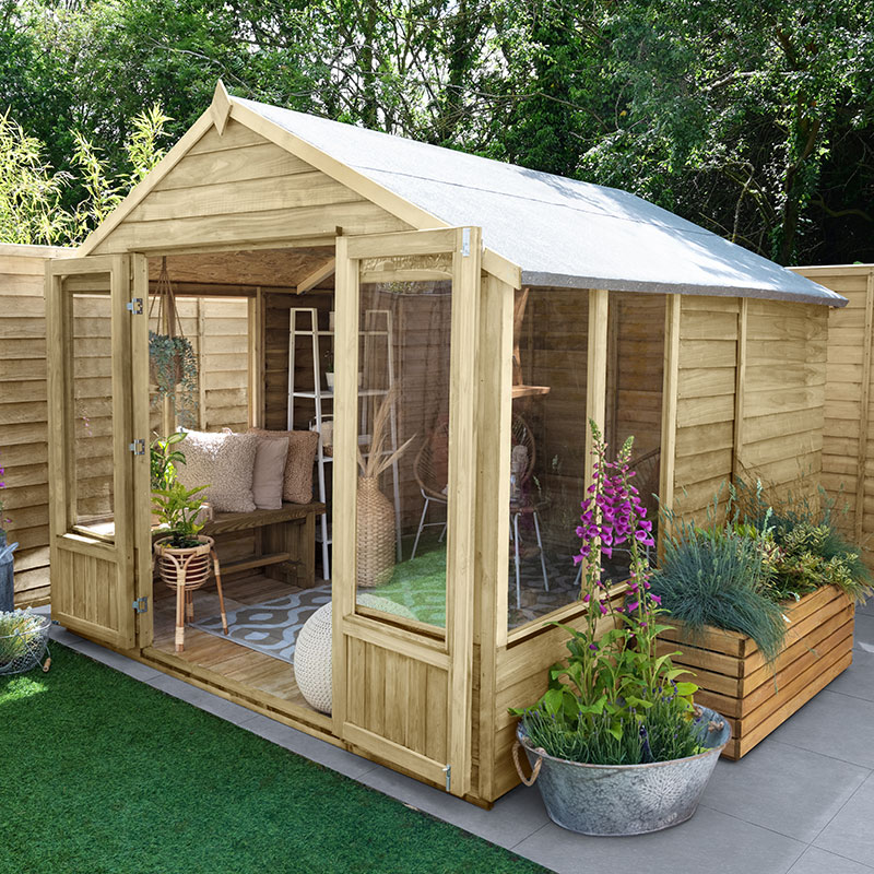 Product photograph of 8 X 10 Forest Oakley 25yr Guarantee Double Door Apex Summer House 2 61m X 3 01m from Buy Sheds Direct