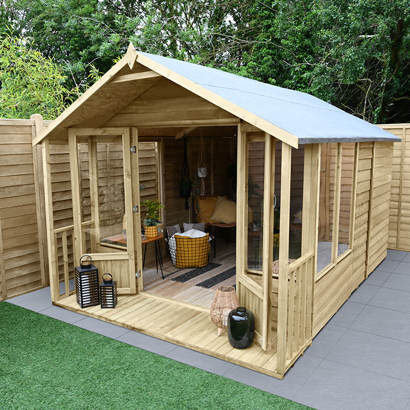 Product photograph of 8 X 12 Forest Oakley 25yr Guarantee Double Door Apex Summer House 2 61m X 3 60m from Buy Sheds Direct