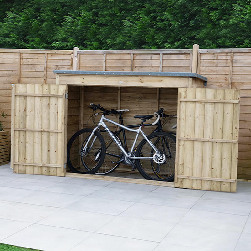 6'5 x 2'10 Forest Large Double Door Pent Wooden Garden Storage - Bike Shed/ Pressure Treated (no floor)