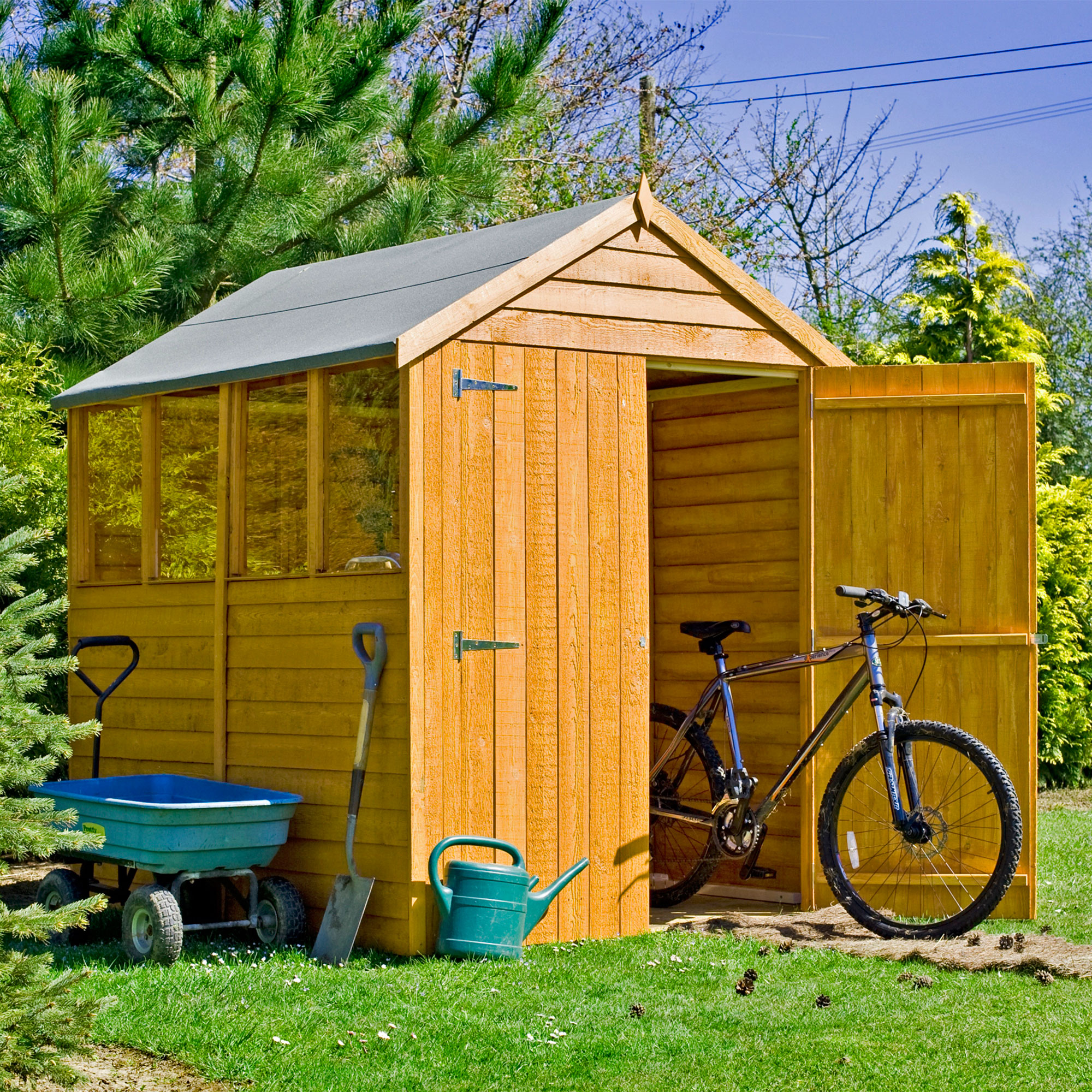 Product photograph of 7 X 5 Shire Overlap Double Door Wooden Garden Shed With Windows 2 1m X 1 67m from Buy Sheds Direct