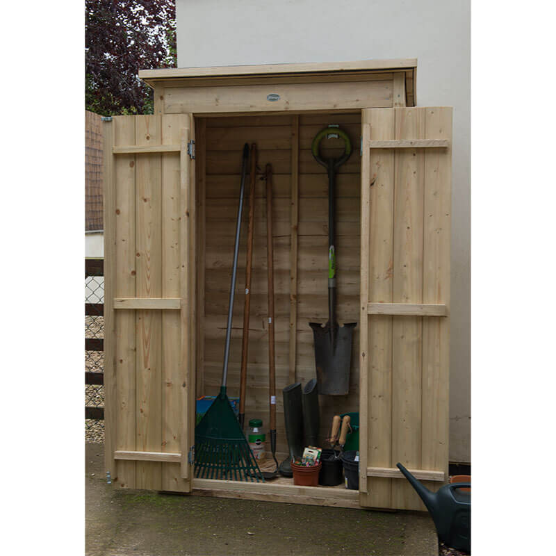 Image of 3'6 x 2' Forest Tall Pent Wooden Garden Storage Tool Store - Outdoor Patio Storage (1m x 0.55m)