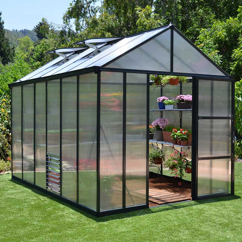 Product photograph of 8 X12 Palram Canopia Glory Grey Large Polycarbonate Greenhouse 2 4x3 6m from Buy Sheds Direct