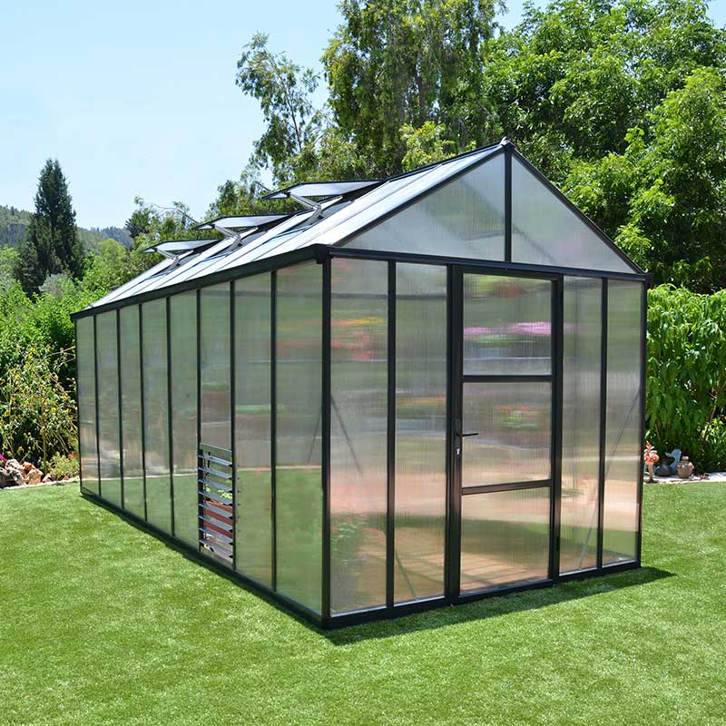 Product photograph of 8 X16 Palram Canopia Glory Grey Large Polycarbonate Greenhouse 2 4x4 8m from Buy Sheds Direct